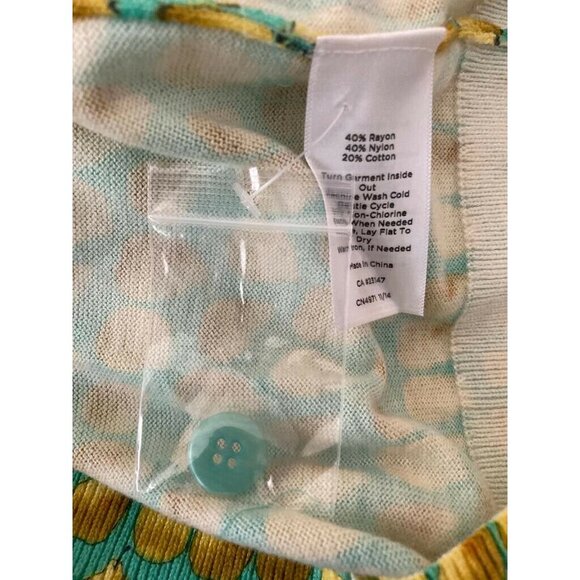 Talbots Colorful Pear Fruit Pattern Button Back 3/4 Sleeves Sweater Cardigan M - Picture 6 of 7